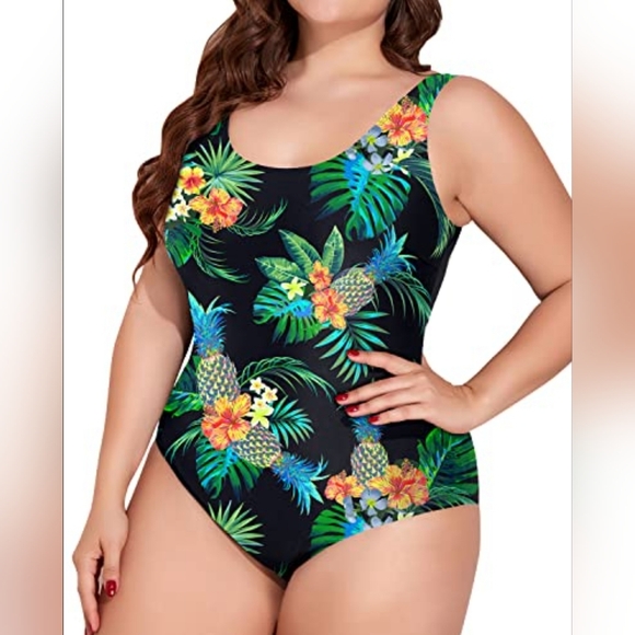 DACCI Tropical Floral Tummy Control One-Piece Swimsuit NWT Size: 18W - Picture 1 of 10